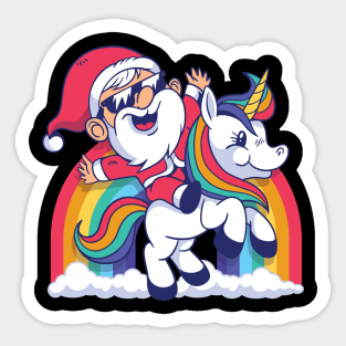 UNICORN rainbows with santa Sticker